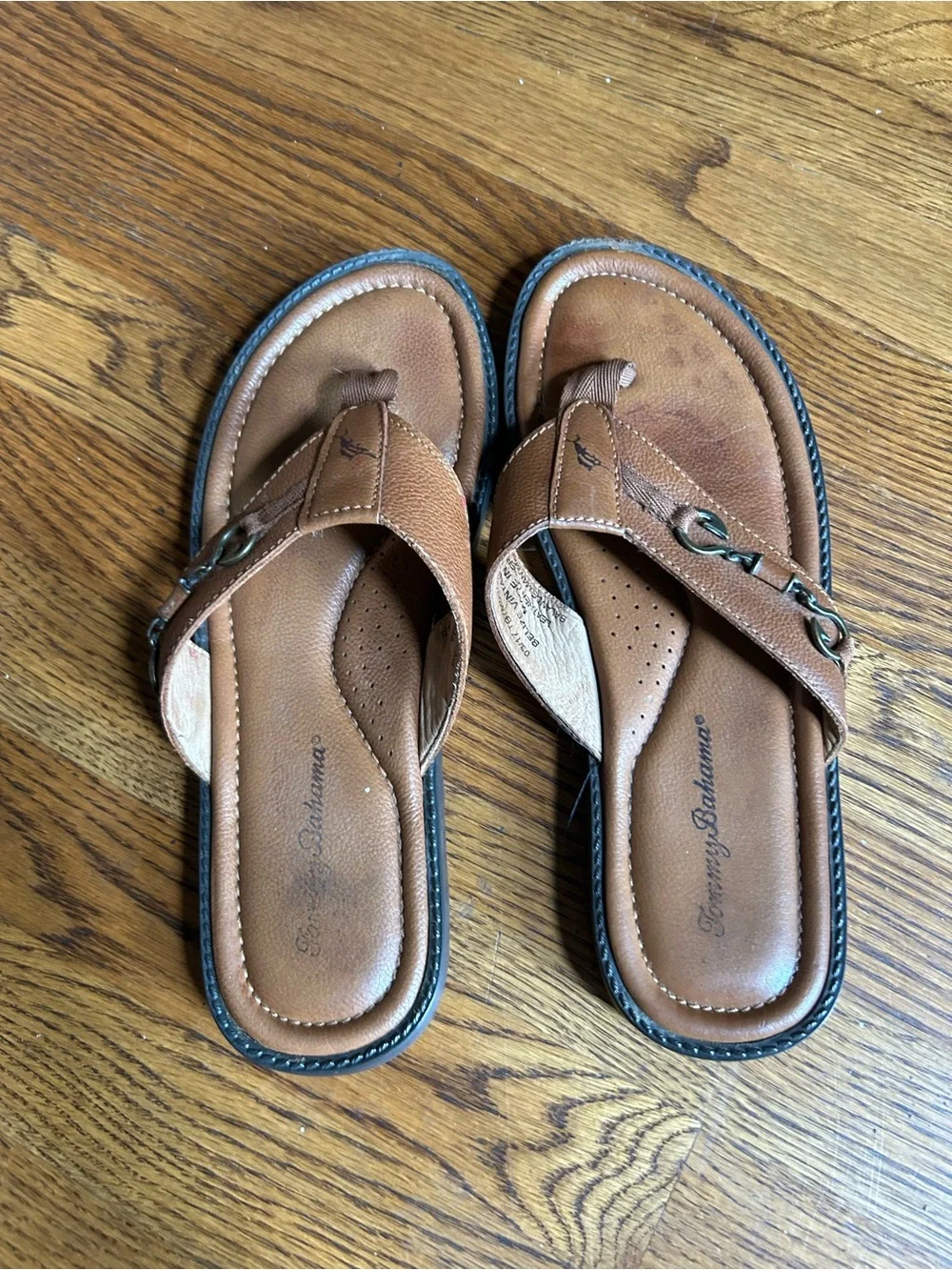 Tommy Bahama Belize Vintage Leather Thong Sandals Men’s Size 10M Brown FlipFlop